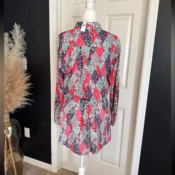 NWT Loft Patchwork Bloom Everyday Pocket Shirt and Pleated Shorts size Large SET - Picture 9 of 12